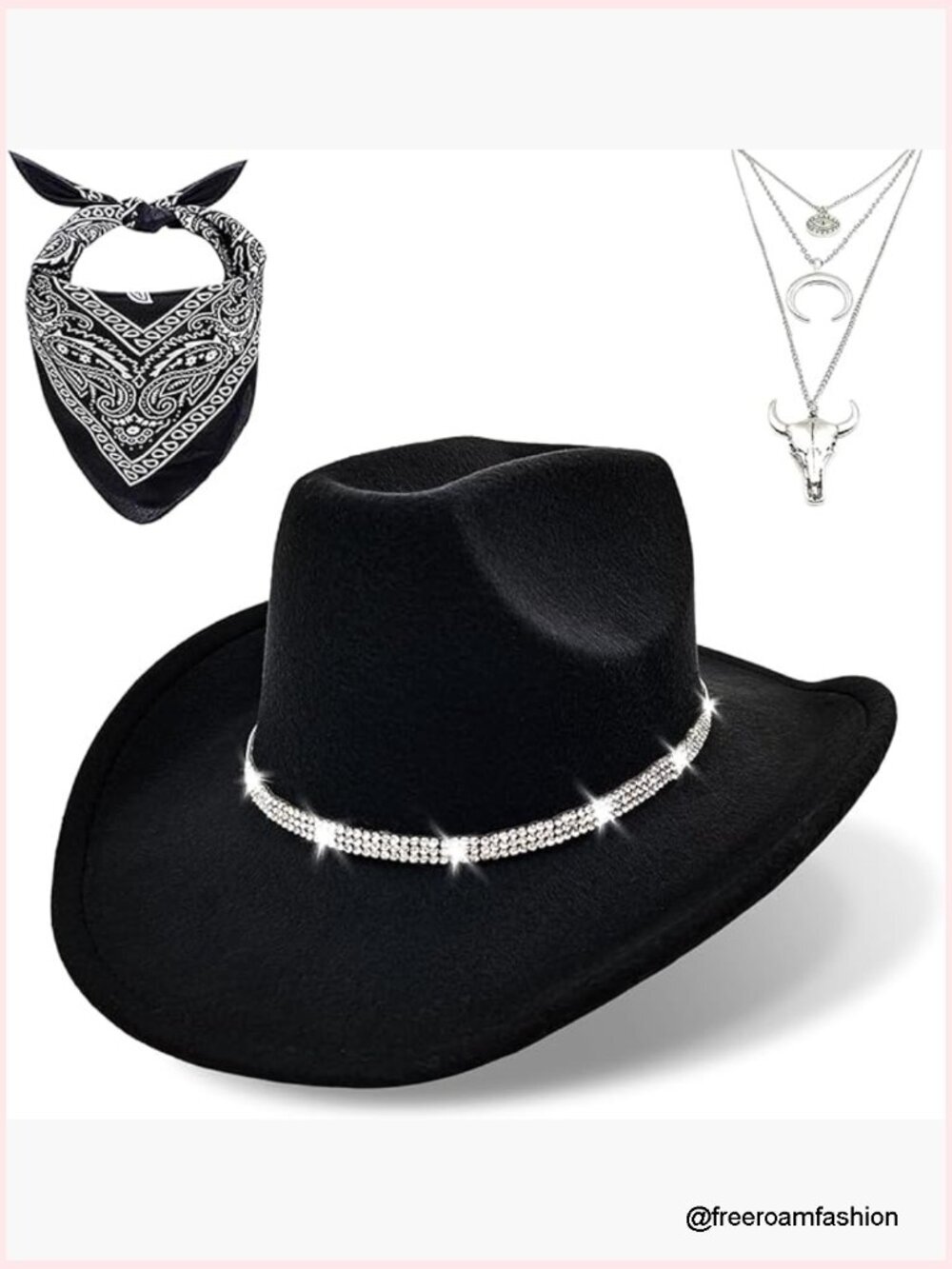 Cowboy Hat Set with Bandana and Cowgirl Necklace